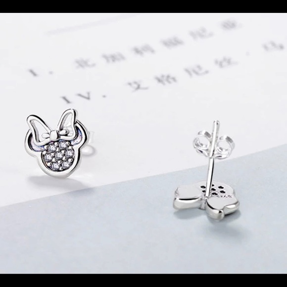 925 SILVER AND ZIRCONIA MINNIE MOUSE EARRINGS - Picture 4 of 8